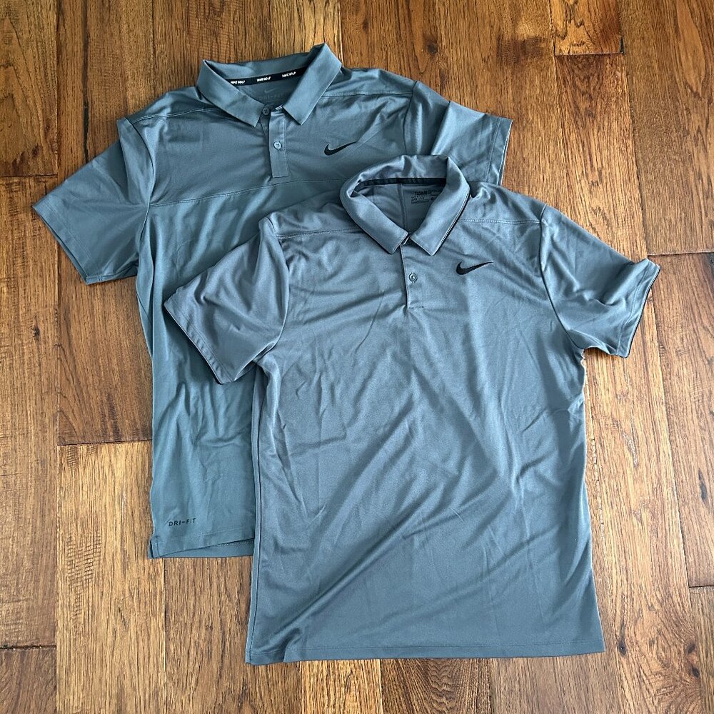 Nike Golf Standard Fit Polo Bundle - Size Medium - Dri-Fit Grey - Set of 2